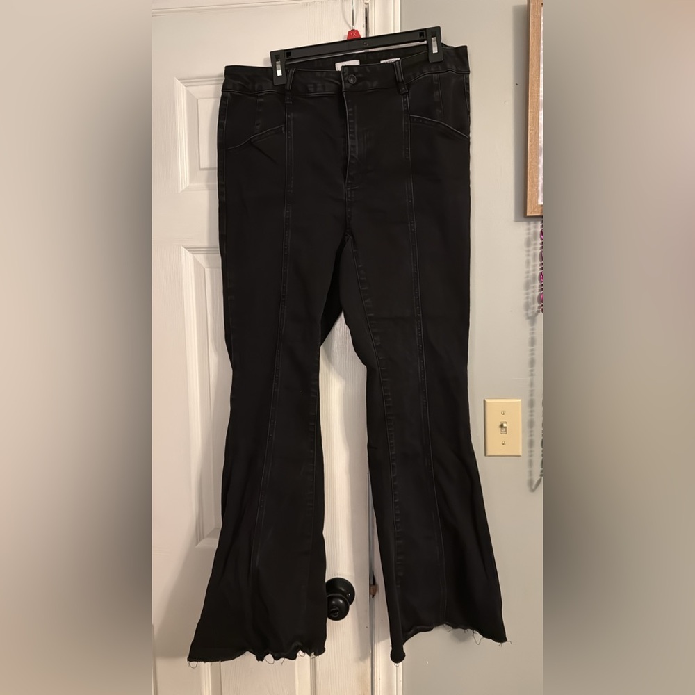 True Craft Black Flare Wide Leg Jeans